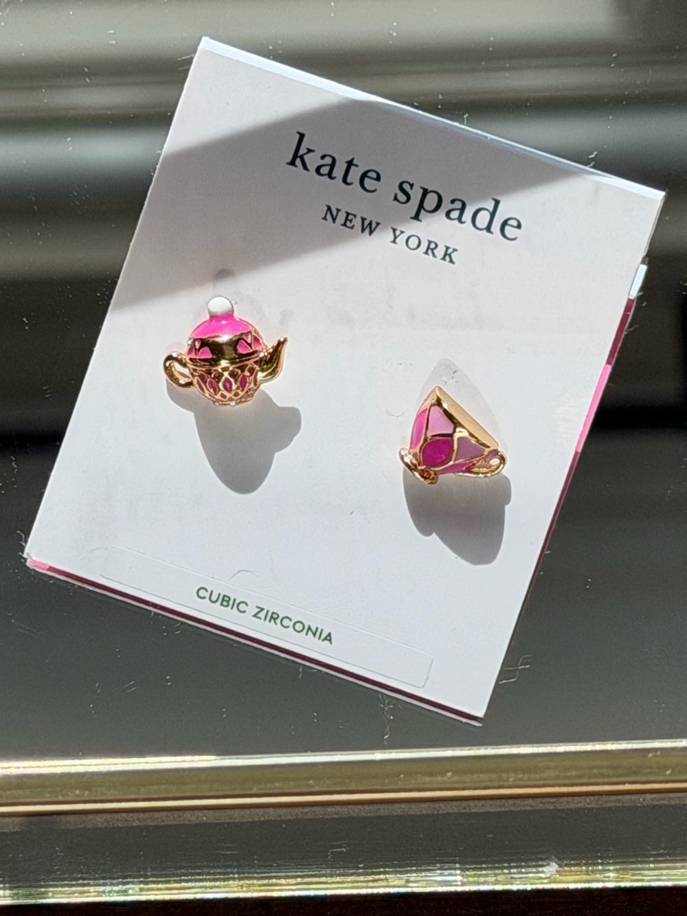 Kate Spade New York Tea for One Earrings in Pink and Gold